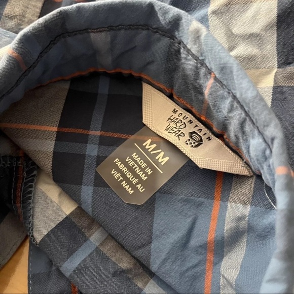 ❤️ Mountain Hardwear Plaid Shirt Women's Size Medium Long Sleeve Button Up Blue - Picture 5 of 10